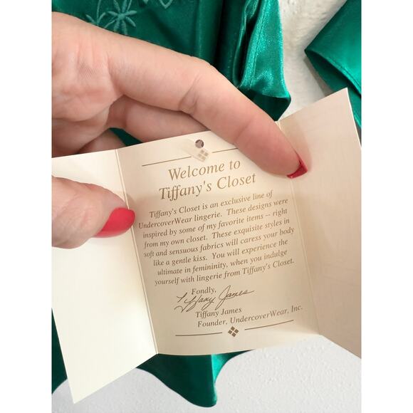 80s NOS Emerald Green Silky Cami Sleep Set size medium - Picture 10 of 14